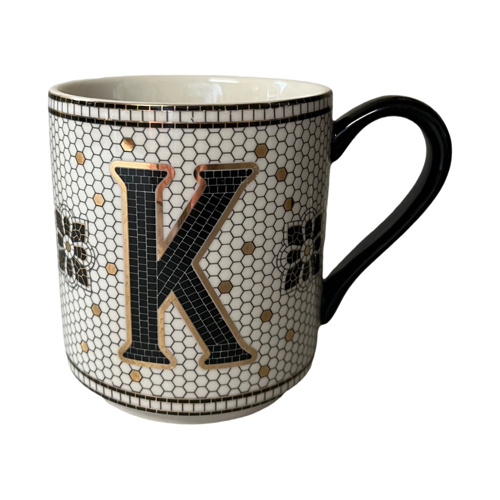 Anthropologie Bistro Tile Margot Monogram Mug Letter K